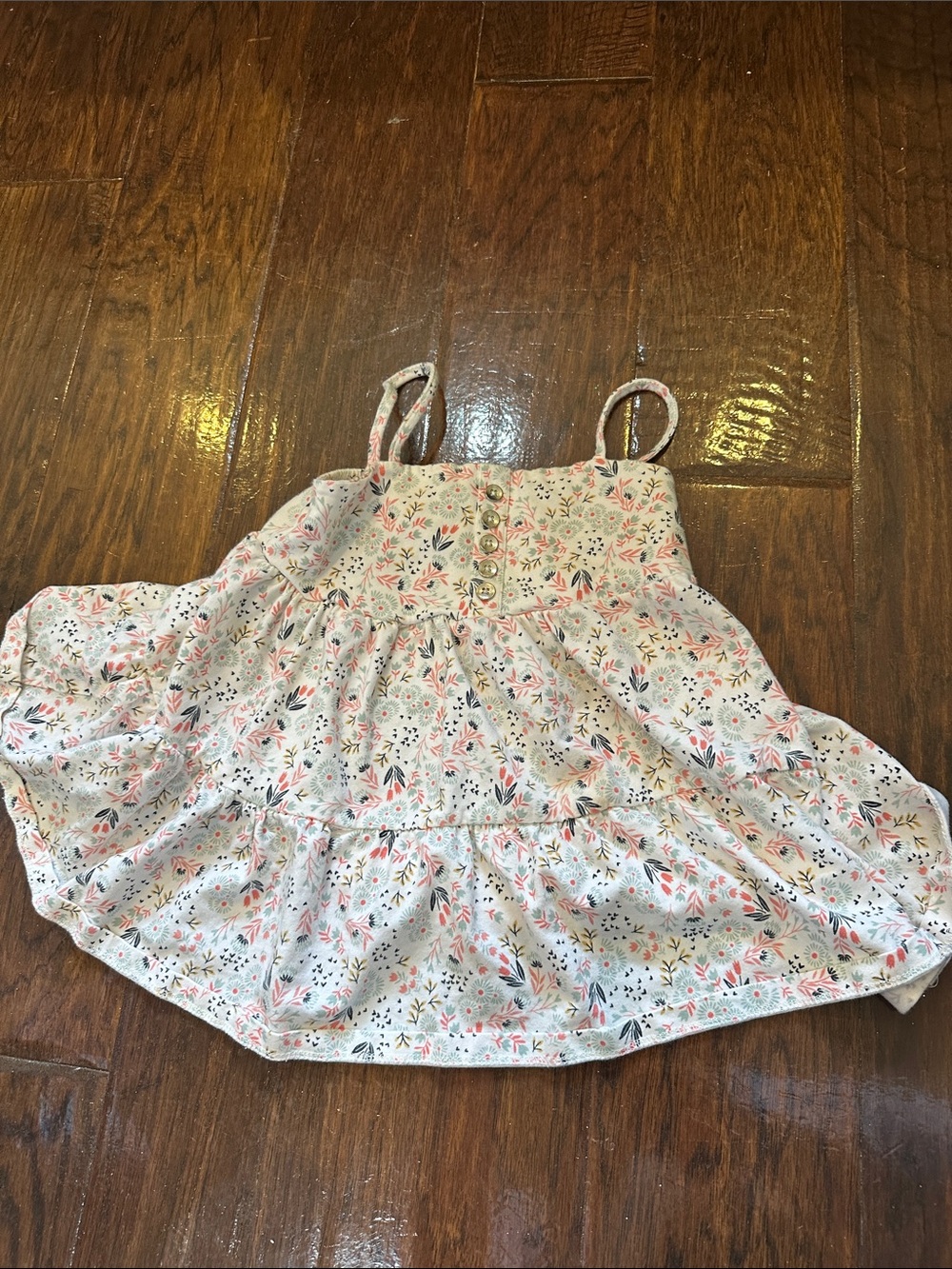 Savannah White Floral Tank Top with Pink & Green Accents